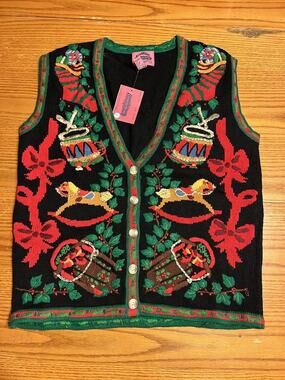 Cambridge Country Store Crochet Sweater Vest Medium Vintage NOS